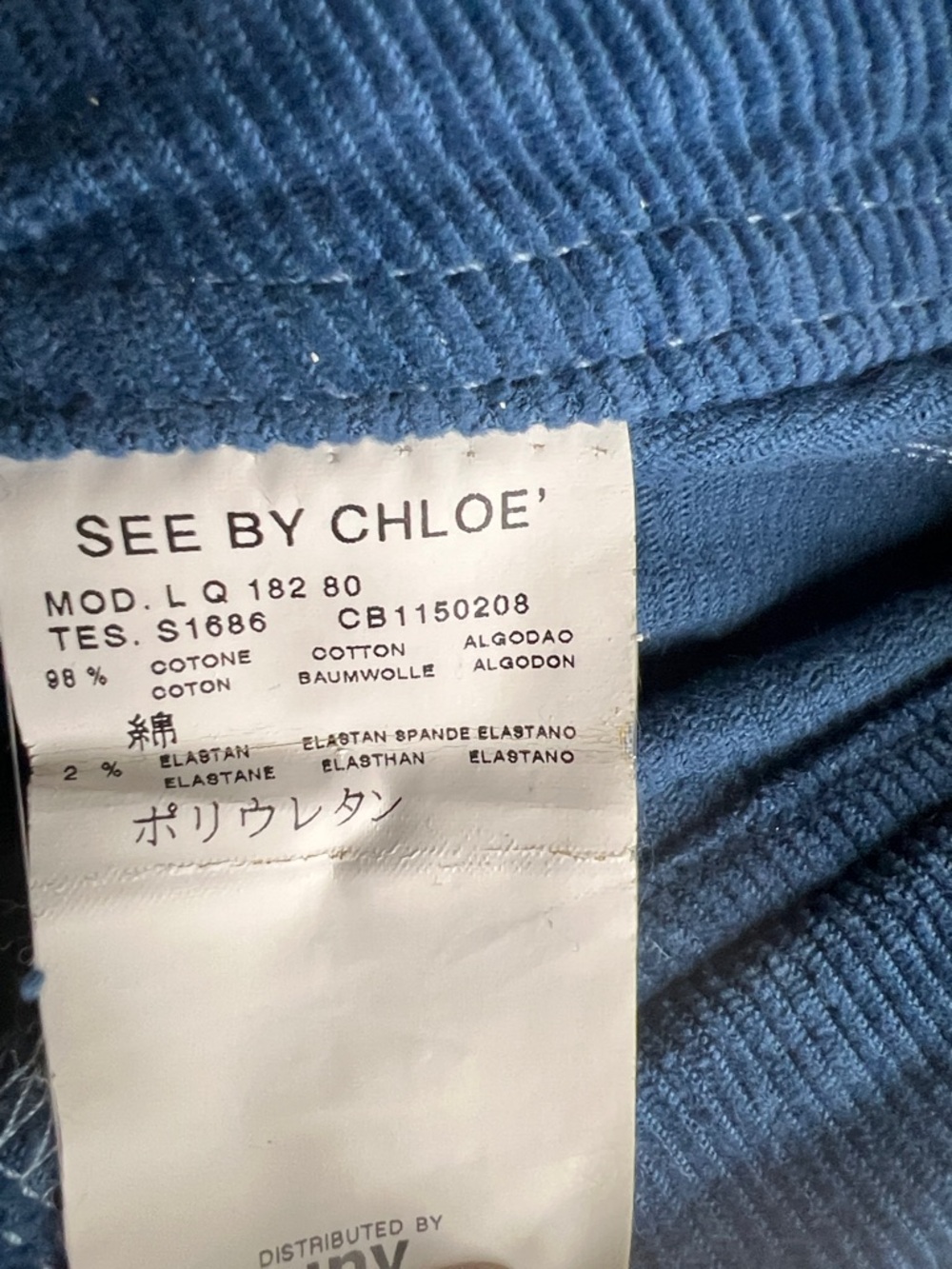 Vintage Y2K See by Chloe Mid-Rise Blue Corduroy Pants Sz 27 - Picture 9 of 10